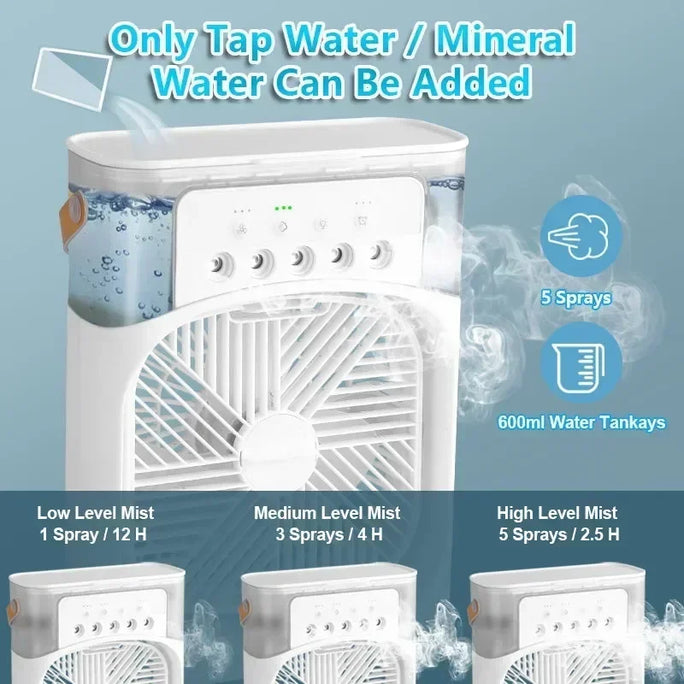 3-in-1 Portable Air Cooler, Humidifier & LED Night Light
